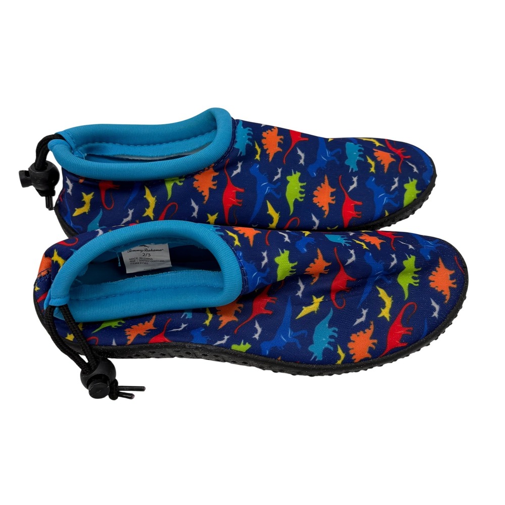 Tommy Bahama Kids Blue Dinosaur Print Water Shoes Size 2/3 Swim Beach
